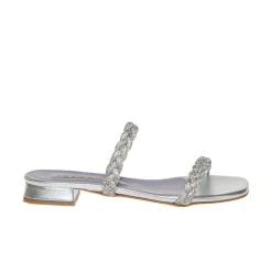 ALBANO 3253 CIABATTA LAMINATO ARGENTO STRASS
