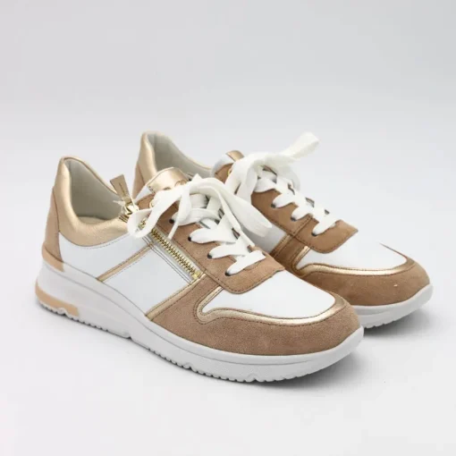 ARA SNEAKER 38412-09 PELLE ZIP BIANCO/BEIGE