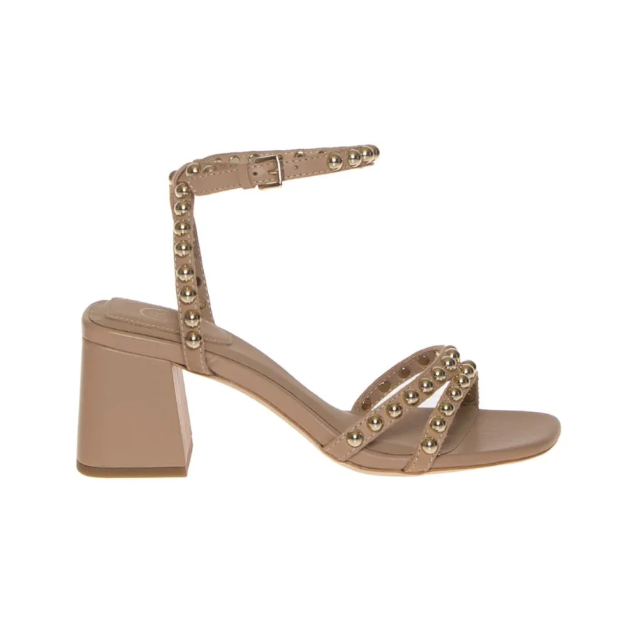 ASH SANDALO TACCO RACHEL BORCHIE PELLE NUDE
