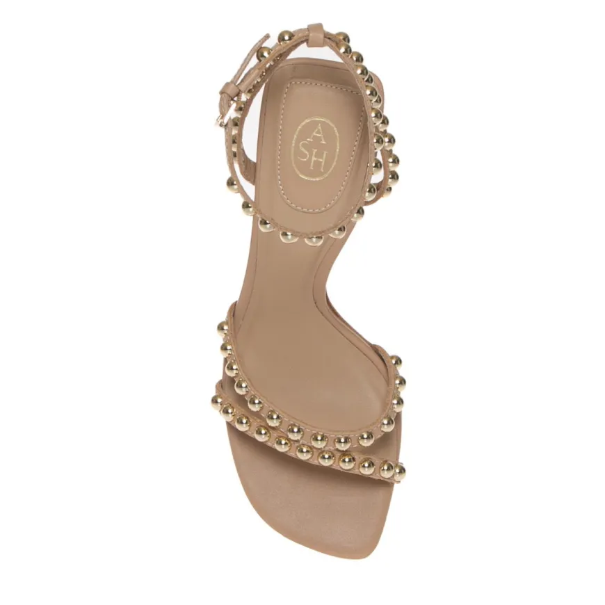 ASH SANDALO TACCO RACHEL BORCHIE PELLE NUDE