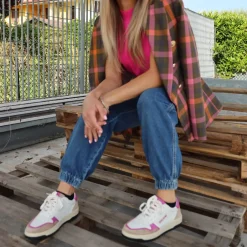 BACK 70 LOWER-B84 SNEAKER BIANCO RIP FUXIA