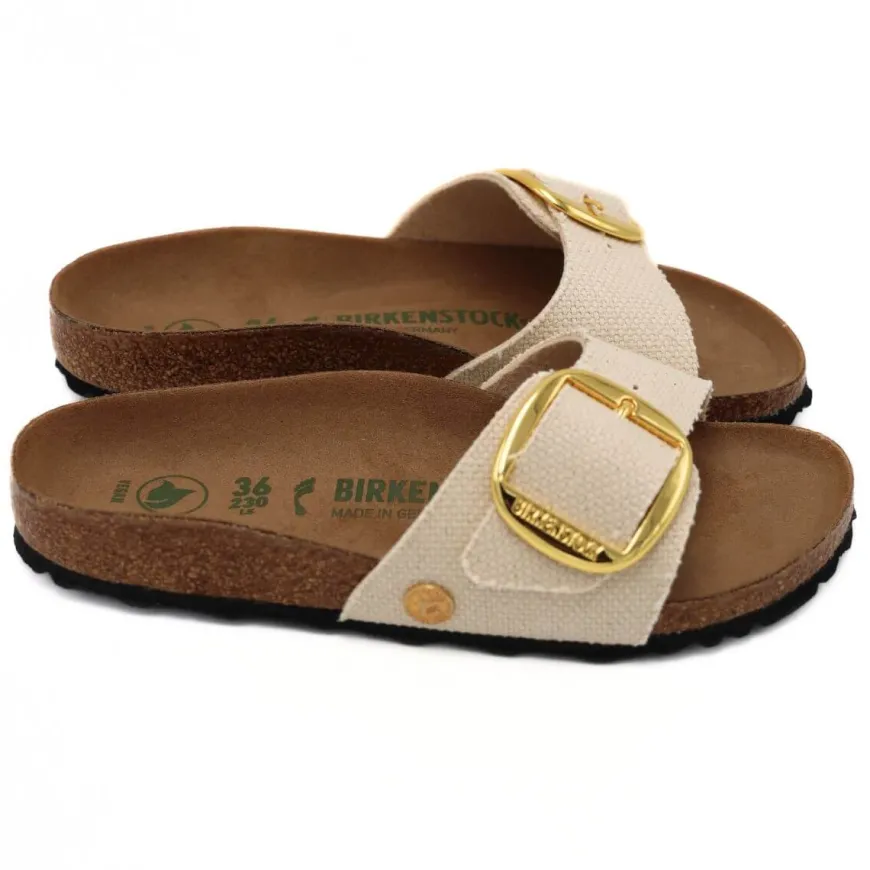 BIRKENSTOCK CIABATTA MADRID BIG BUCKLE 1026721 CANVAS EGGSHELL NARROW FIT