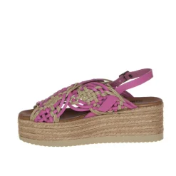 BUENO U6115 MIAMI SANDALO PLATFORM CORDA-PELLE FUXIA