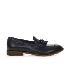 CALPIERRE K019 MOCASSINO UOMO FRANGIA-NAPPINE PELLE BLU SFUMATA