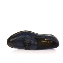 CALPIERRE K019 MOCASSINO UOMO FRANGIA-NAPPINE PELLE BLU SFUMATA