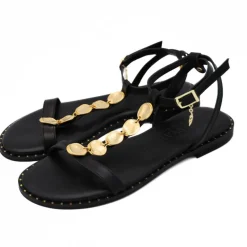 CARYATIS SANDALO 621707 NERO MEDAGLIE