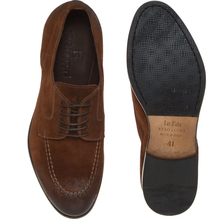 CIRO LENDINI F53 STRINGATA DERBI CAMOSCIO MARRONE