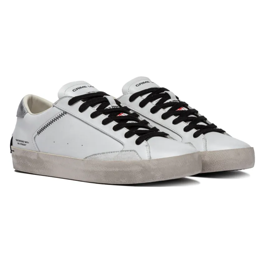 CRIME LONDON SNEAKERS 14004 DISTRESSED BIANCO