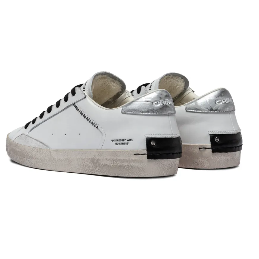 CRIME LONDON SNEAKERS 14004 DISTRESSED BIANCO