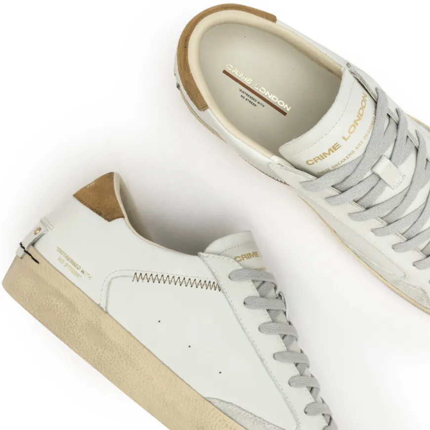 CRIME LONDON SNEAKERS 14006 DISTRESSED BIANCO