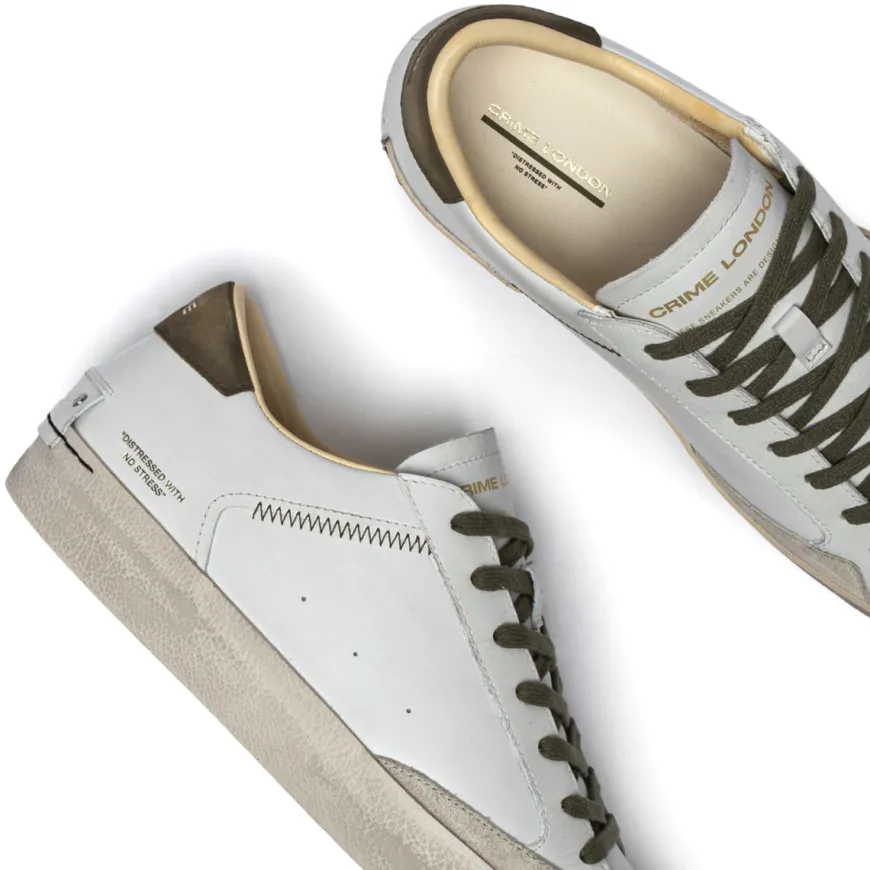 CRIME LONDON SNEAKERS 14001 DISTRESSED BIANCO