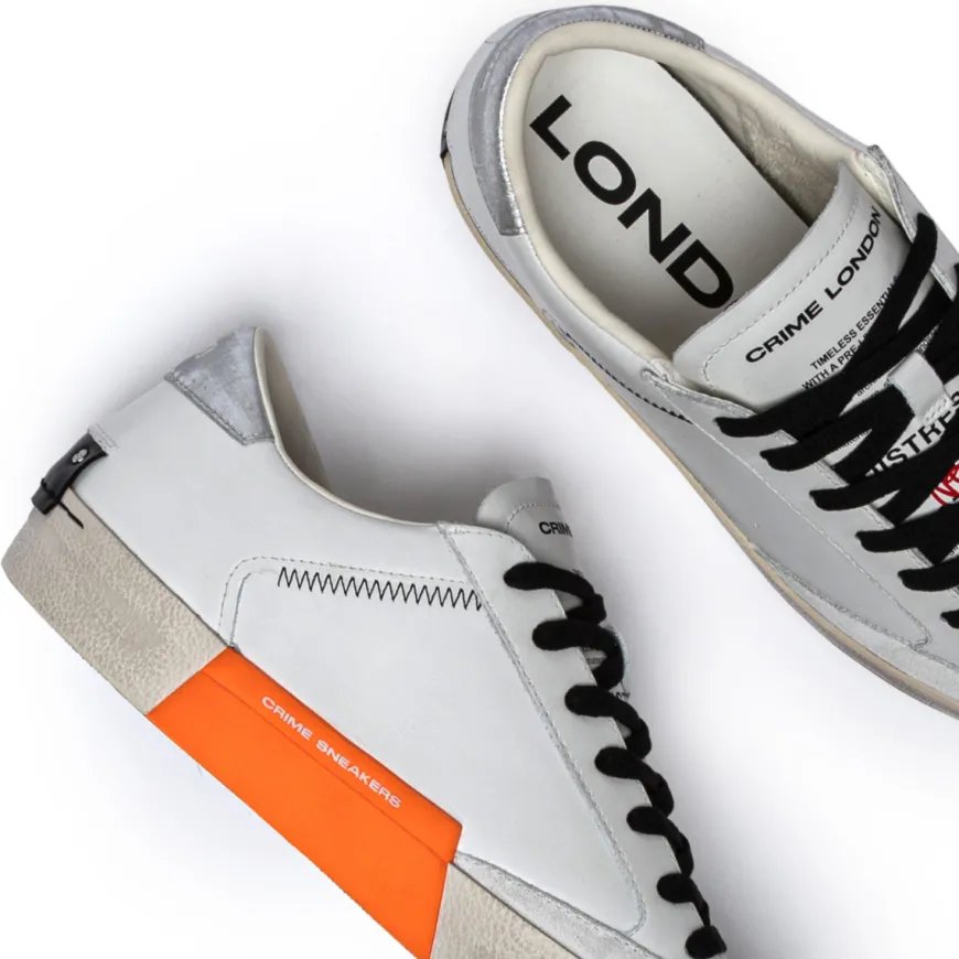 CRIME LONDON SNEAKERS 14004 DISTRESSED BIANCO