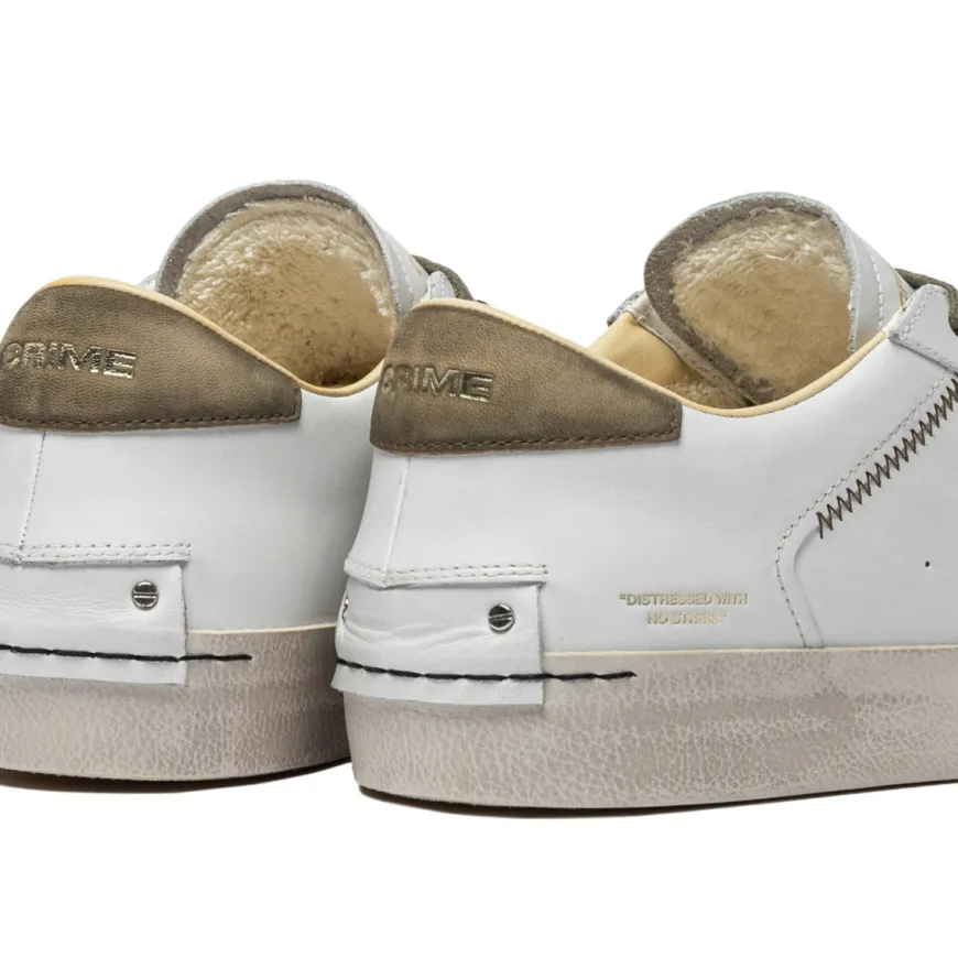 CRIME LONDON SNEAKERS 14001 DISTRESSED BIANCO