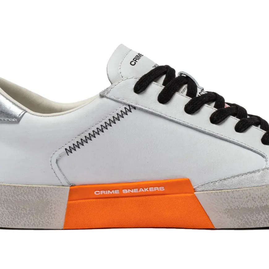 CRIME LONDON SNEAKERS 14004 DISTRESSED BIANCO