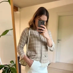 CROCHÈ CR04337 GIACCA IN MAGLIA TRAFORATA