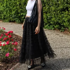 CROCHÈ GONNA PLISSETTATA CR06529 NERO