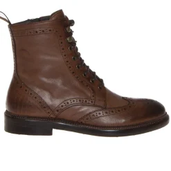 FRANCO FEDELE 1217 STIVALETTO STRINGATO INGLESE PELLE SFUMATA MARRONE
