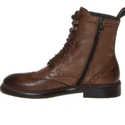 FRANCO FEDELE 1217 STIVALETTO STRINGATO INGLESE PELLE SFUMATA MARRONE