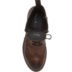 FRANCO FEDELE 1217 STIVALETTO STRINGATO INGLESE PELLE SFUMATA MARRONE