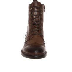 FRANCO FEDELE 1217 STIVALETTO STRINGATO INGLESE PELLE SFUMATA MARRONE