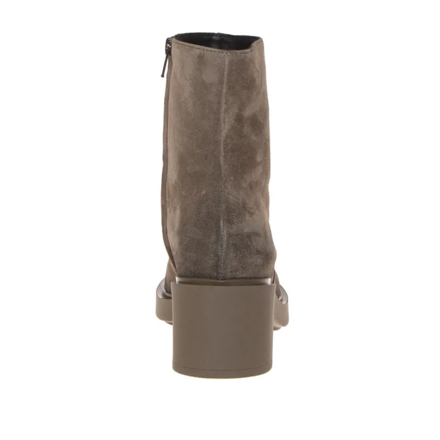 FRAU 80C7 STIVALETTO CAMOSCIO BEIGE TACCO LARGO
