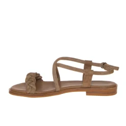 FRAU 85D9 SANDALO CAMOSCIO MARRONE TRECCIA