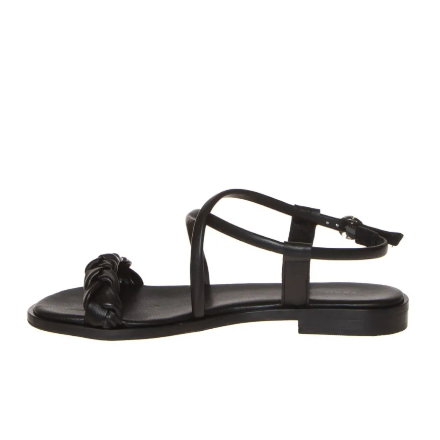 FRAU 85P9 SANDALO PELLE NERO TRECCIA