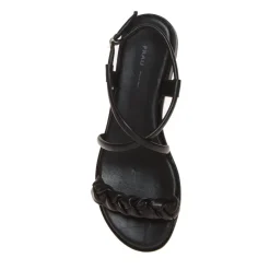 FRAU 85P9 SANDALO PELLE NERO TRECCIA