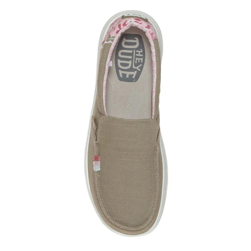 HEY DUDE MISTY RISE SLIPON PLATFORM CANVAS BEIGE