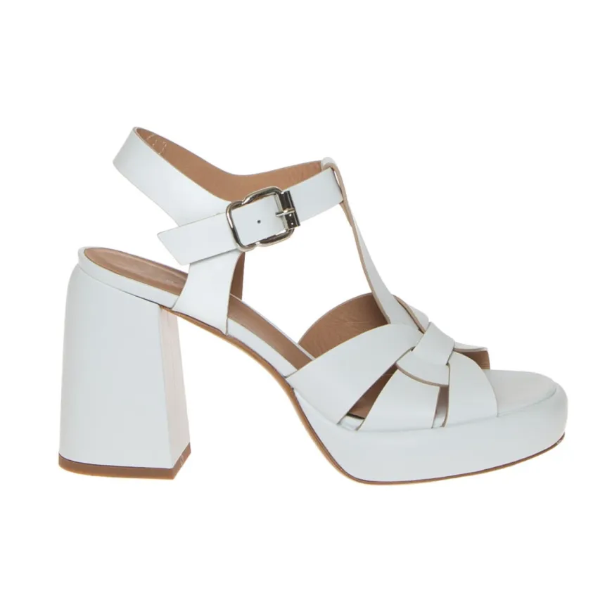LAURA BELLARIVA 8990 SANDALO PLATFORM PELLE BIANCO