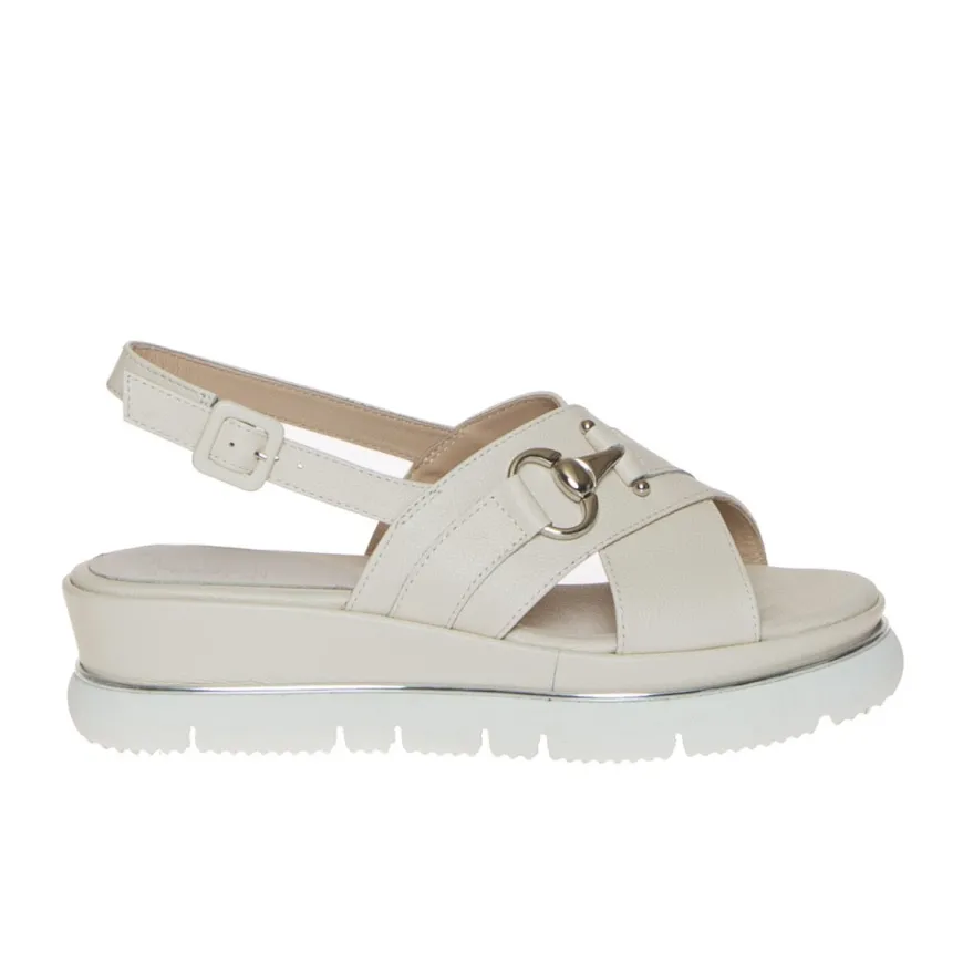 LUCA GROSSI H883S SANDALO ZEPPA PELLE BIANCO