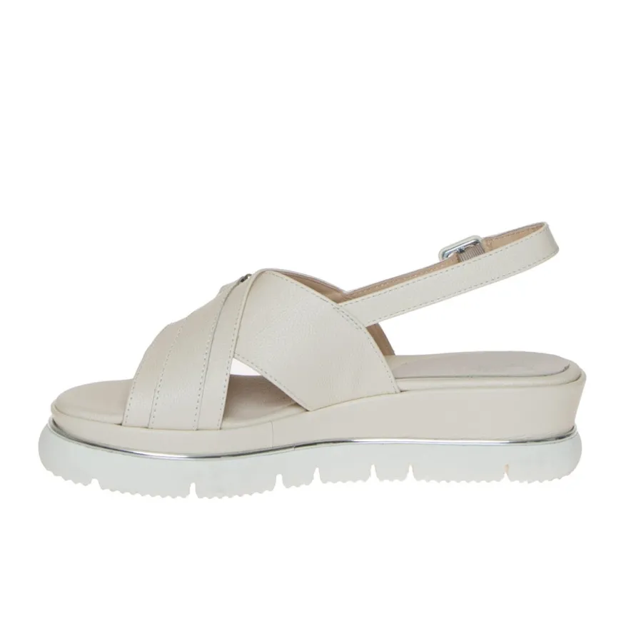 LUCA GROSSI H883S SANDALO ZEPPA PELLE BIANCO