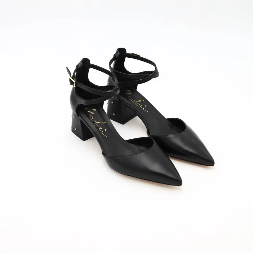 MALÙ DECOLLETE 1154 TACCO BORCHIE NERO