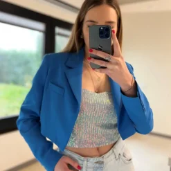 MARKUP MW466102 GIACCA CROPPED AZZURRO