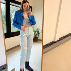 MARKUP MW466102 GIACCA CROPPED AZZURRO