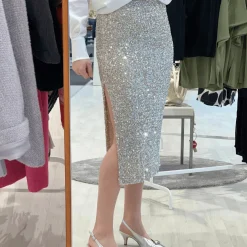 MARYLEY GONNA LUNGA 717 STRASS ARGENTO