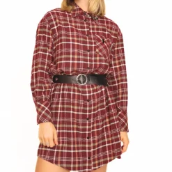 MARYLEY VESTITO 24IB377 QUADRI BORDEAUX