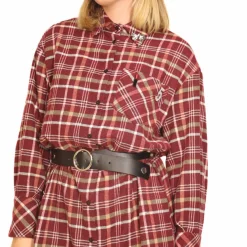 MARYLEY VESTITO 24IB377 QUADRI BORDEAUX