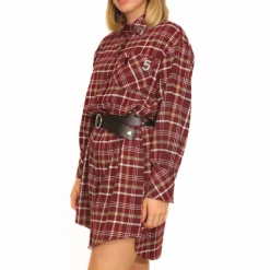 MARYLEY VESTITO 24IB377 QUADRI BORDEAUX