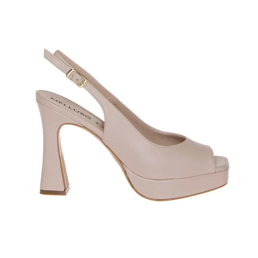 MELLUSO J637 SANDALO PLATFORM PELLE NUDE