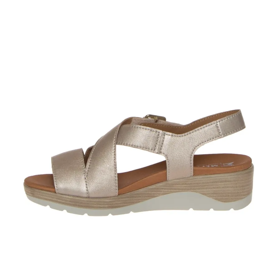 MEPHISTO SANDALO CLAUDINE LAMINATO PLATINO