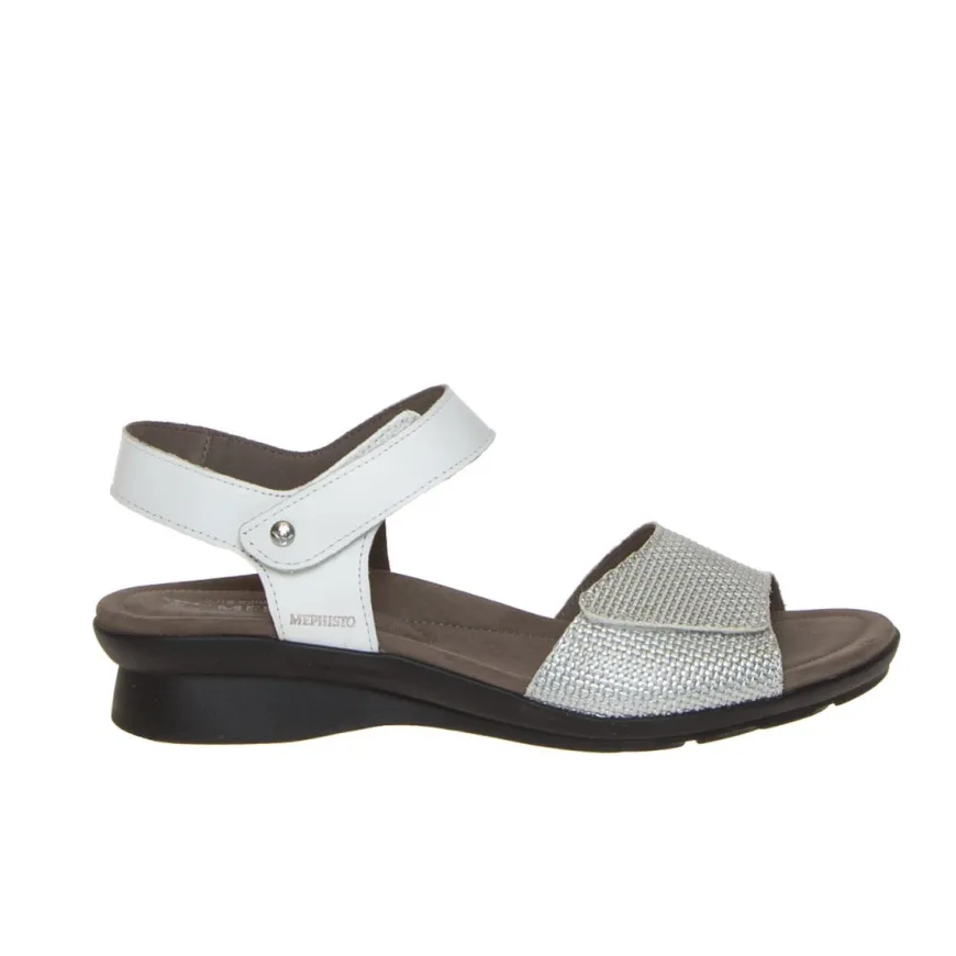 MEPHISTO SANDALO PATTIE PELLE BIANCO-ARGENTO