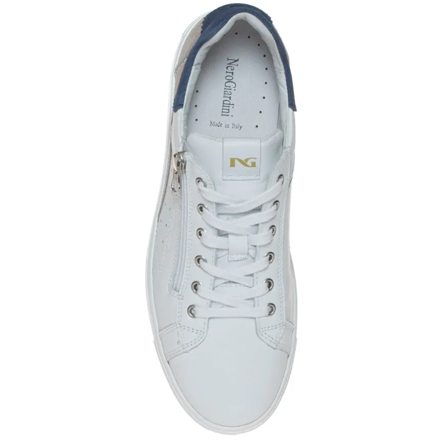NERO GIARDINI E302840U-707 SNEAKER ZIP BIANCO