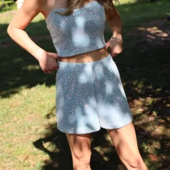 PANTALONCINO PAILLETTES AZZURRO MW465106