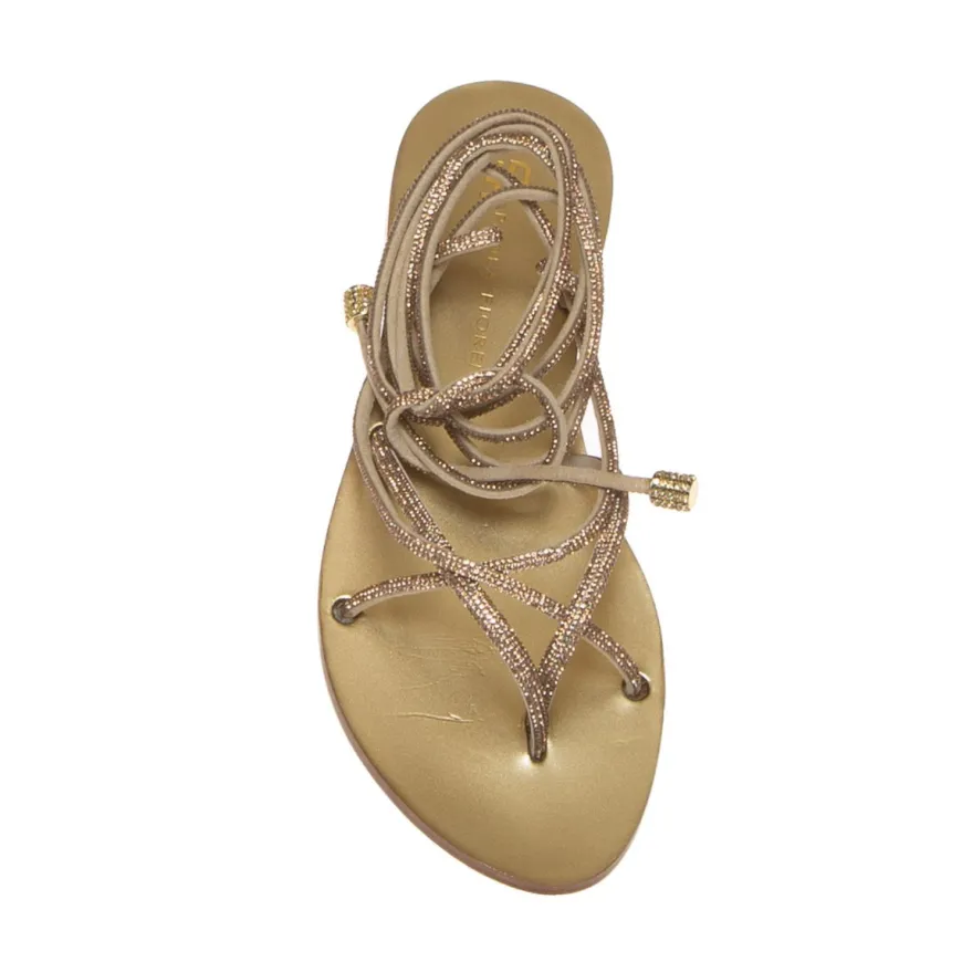 PAOLA FIORENZA FD21 SANDALO SCHIAVA STRASS ORO