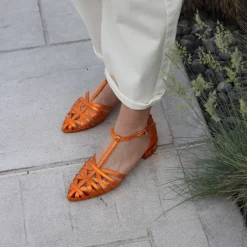 SILVIA ROSSINI 612 SANDALO GABBIA LAMINATA ARANCIO