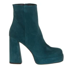 SILVIA ROSSINI 498 STIVALETTO BASSO DONNA VERDE PETROLIO PLATEAU