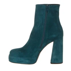 SILVIA ROSSINI 498 STIVALETTO BASSO DONNA VERDE PETROLIO PLATEAU