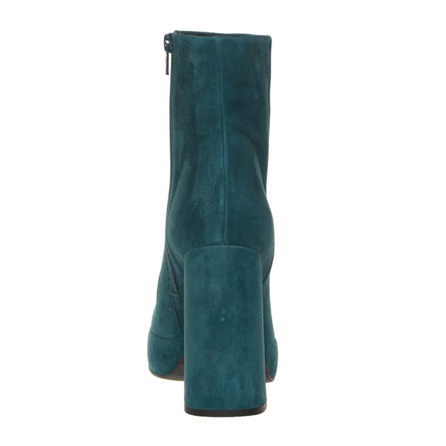 SILVIA ROSSINI 498 STIVALETTO BASSO DONNA VERDE PETROLIO PLATEAU