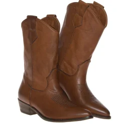THE FLOW M301 STIVALE TRONCHETTO TEXANO PELLE CUOIO